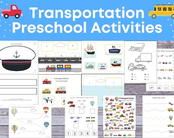 Vervoer Voorschoolse Activiteiten, Vervoer printables, transport werkbladen, voorschoolse werkbladen, auto kleuterschool printable
