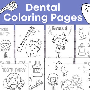 Dental Coloring Pages for Kids, Teeth Coloring Sheets, Tooth coloring pages for kids, Printable for kids coloring pages image 1