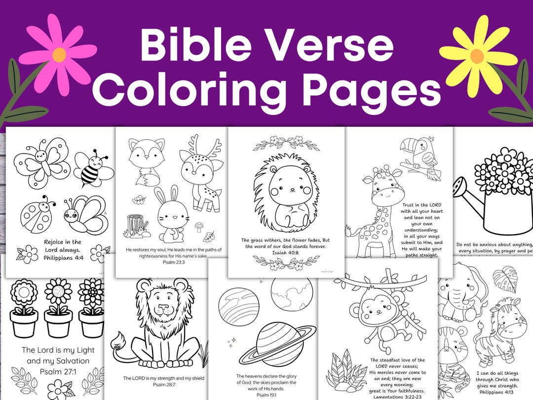 Easy Bible Verse Coloring Pages for Kids, Bible Verse Coloring Sheets ...