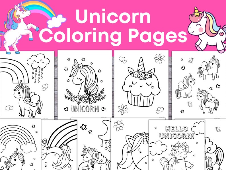 Unicorn Coloring Pages for Kids, Unicorn Coloring Sheets, Unicorn coloring for kids, Printable for kids coloring pages, Unicorn activities image 1