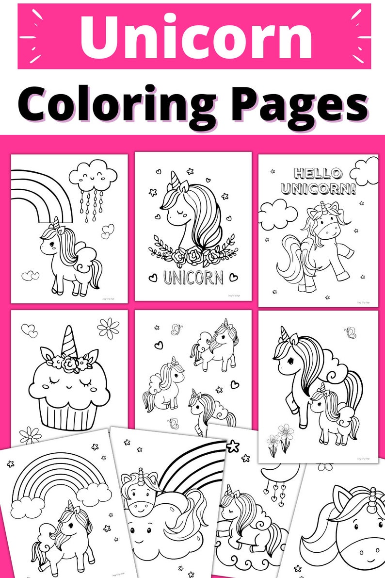 Unicorn Coloring Pages for Kids, Unicorn Coloring Sheets, Unicorn coloring for kids, Printable for kids coloring pages, Unicorn activities image 5