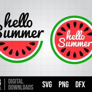 Hallo zomer watermeloen SVG, zomer teken SVG, zomer svg, zomer cut bestand voor Cricut en Silhouette, Strand SVG, Hello Summer print bestand png
