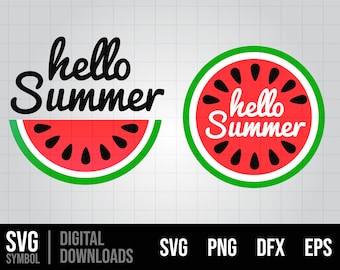 Hola Sandía de verano SVG, Signo de verano SVG, Verano svg, Archivo de corte de verano para Cricut y Silhouette, Playa SVG, Hola archivo de impresión de verano png