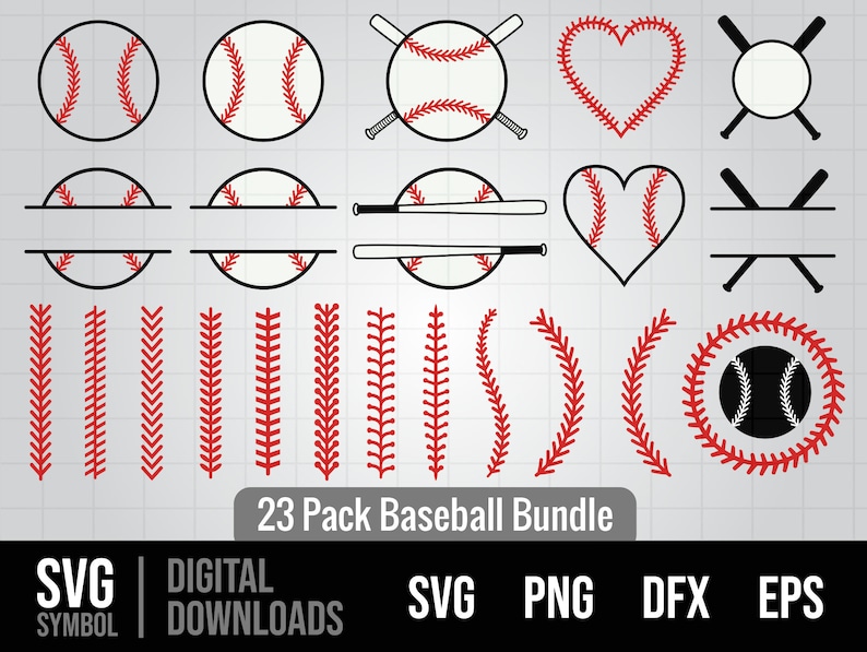 Baseball SVG, Baseball Bat, Baseball Stitches, Monogram, Bundle