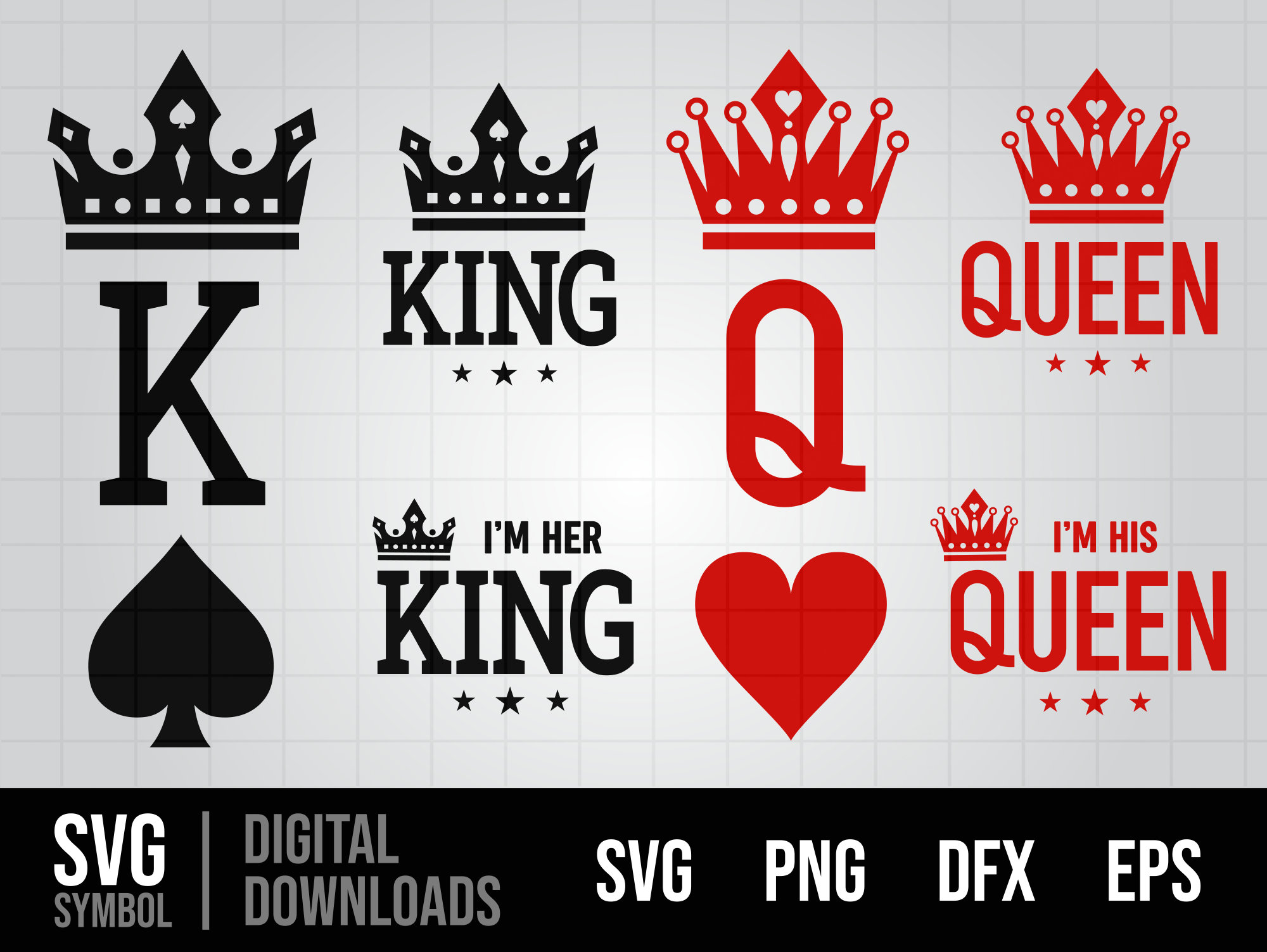 King Queen svg, King and Queen svg, King and Queen crowns, couples crowns.  Instant download svg