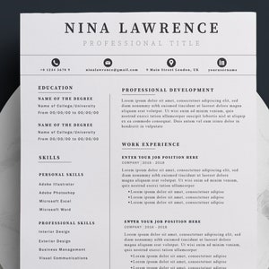 Minimalistic Resume Template for MS Word | Professional Executive ...
