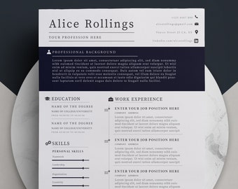 Modern Resume Template for Word | Professional Resume | Resume/CV + Cover Letter + References | Executive Resume Template | Instant Download
