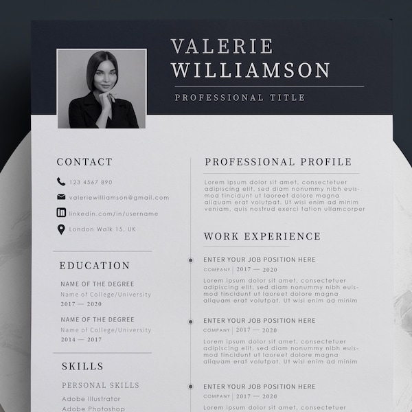 Classy Resume Template for Word | Professional Resume | Resume/CV + Cover Letter + References | Modern Resume Template | Instant Download