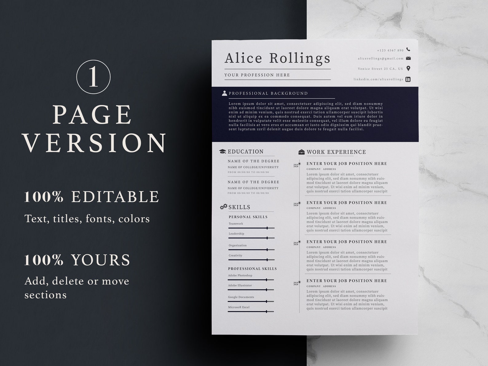 Modern Resume Template for Word | Professional Resume | Resume/cv ...