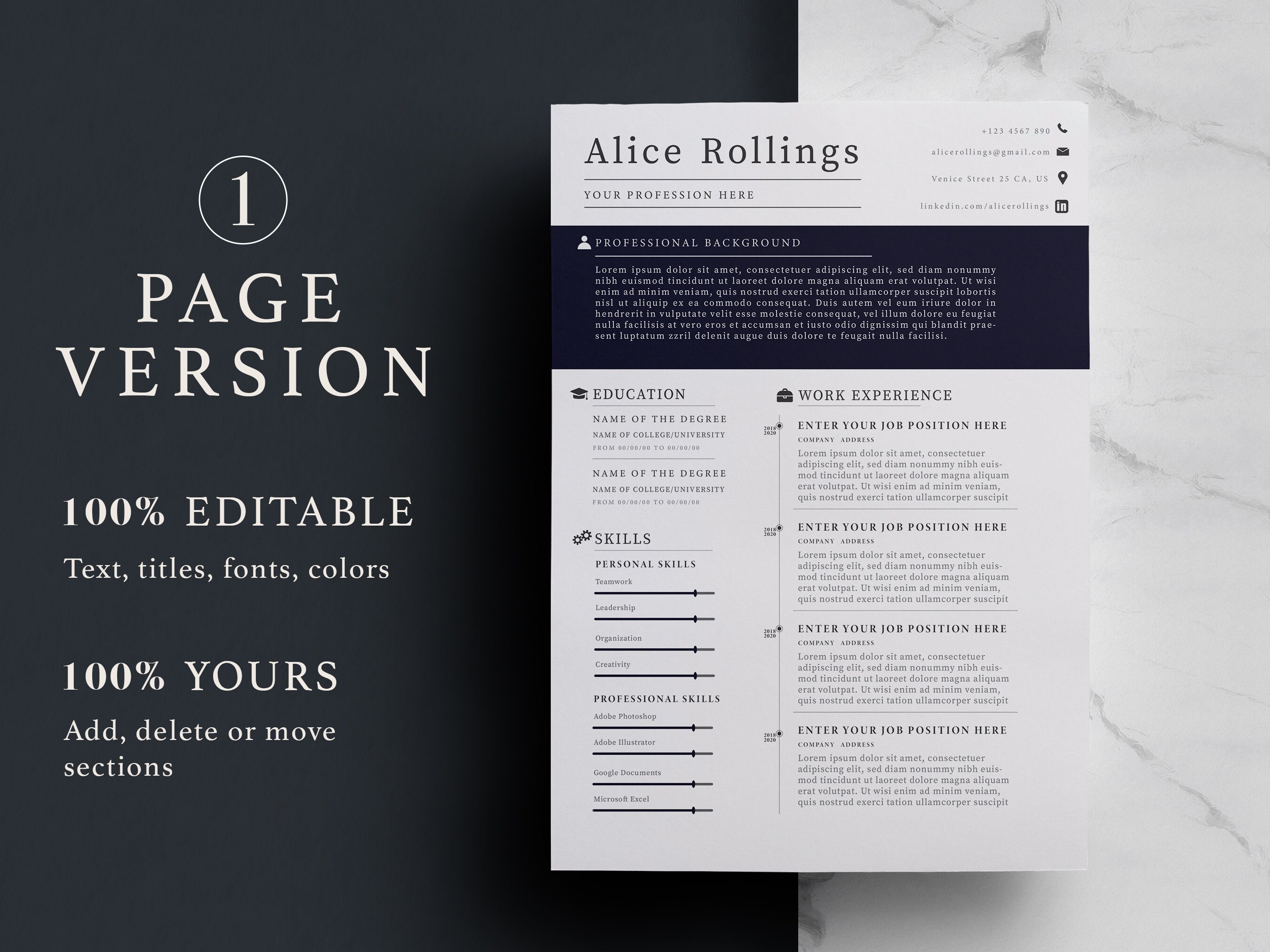 Modern Resume Template for Word | Professional Resume | Resume/cv ...