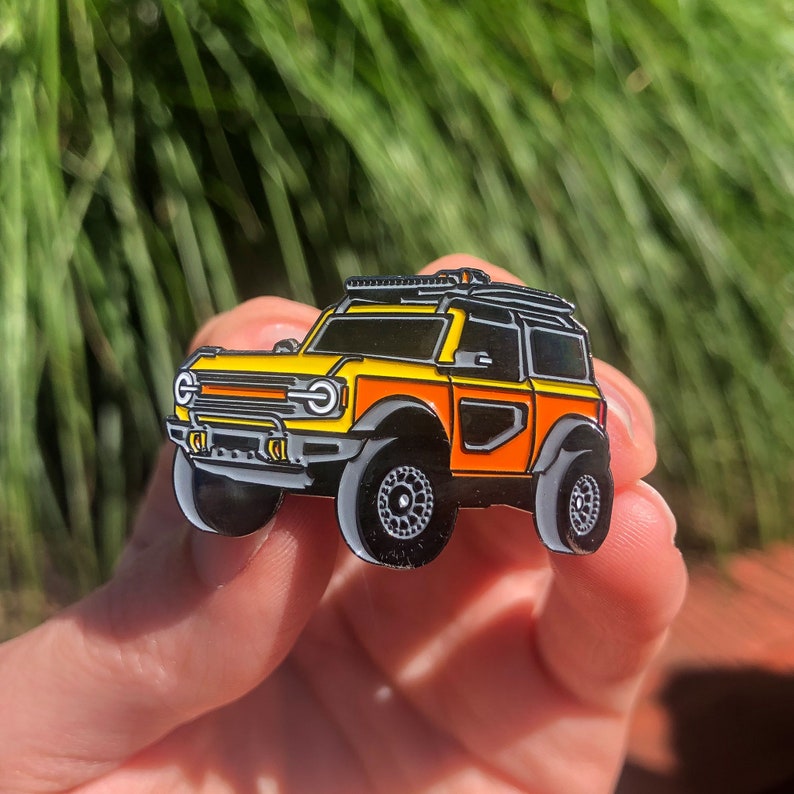 Ford Bronco 2 Door Enamel Pin Cyber Orange Gift Accessory image 3