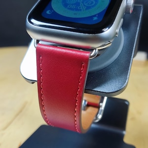 Red Leather Band for Apple Watch 49mm 46mm 45mm 44mm 42mm 41mm 40mm 38mm, Series 10 9 8 7 6 5 4 3 2 1 SE Ultra 2 Slim Leather Bracelet