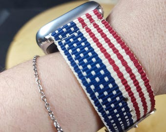 Nylon Band for Apple Watch 49mm 46mm 45mm 44mm, (42mm-Series 1-3), Series 10 9 8 7 6 5 4 3 2 1 SE Ultra 2 US Bracelet United States