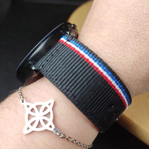 France Nylon Strap for Huawei Watch GT 5 (Pro) - 46mm / Huawei Watch GT 4 - 46mm / Garmin Venu 3 / Amazfit Bip 5, French Line 22mm