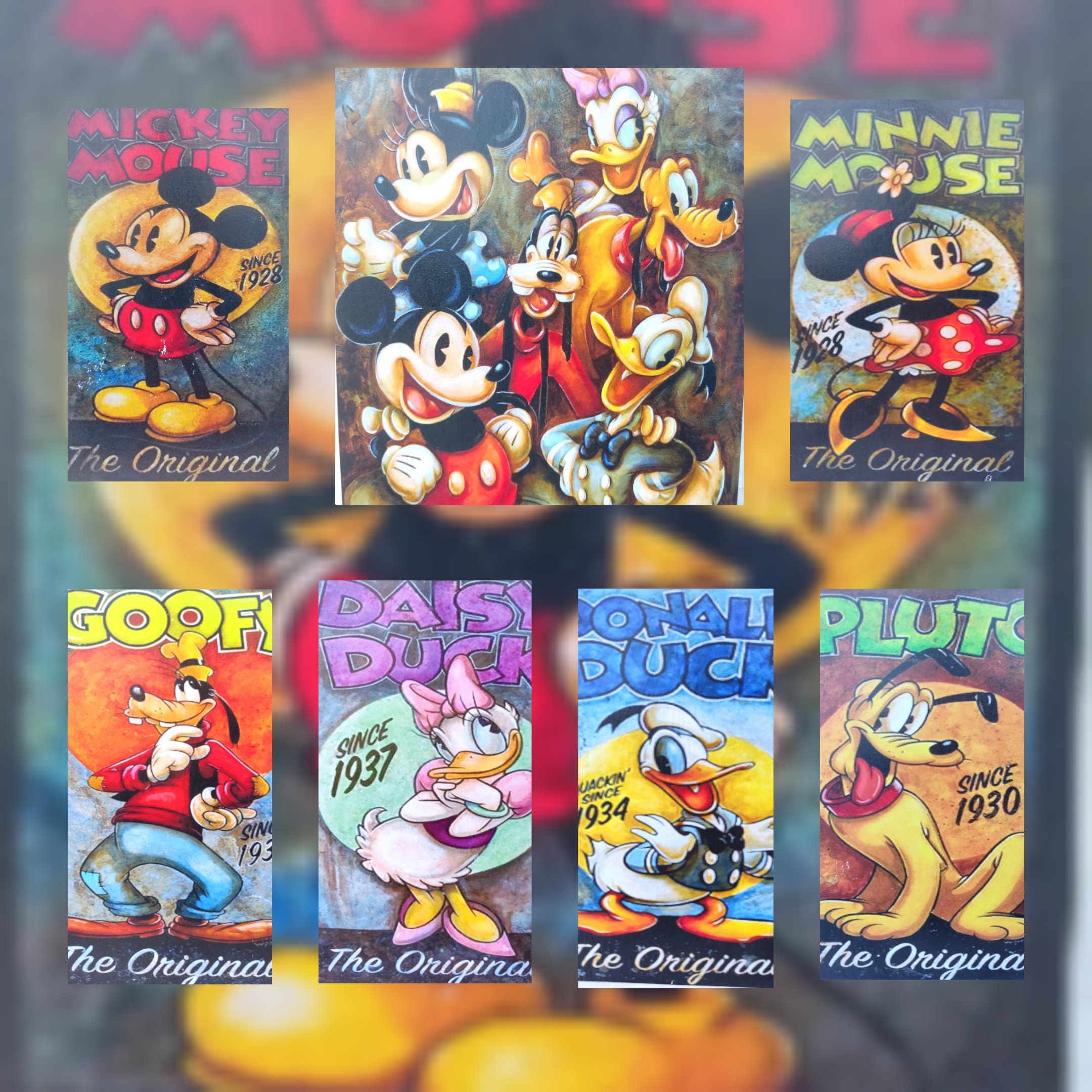 ディズニー装飾絵画（7枚パック）ミッキー、ミニー、グーフィー 
