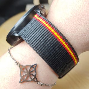 Nylon Strap for Huawei Watch GT 5 (Pro) - 46mm / Huawei Watch GT 4 - 46mm / Garmin Venu 3 / Amazfit Bip 5, Spain Flag Lineblack 22mm