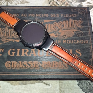 Lederarmband für Garmin Fenix 8 - 51 mm / Fenix 7X Pro / 7X / 6X Pro / 6X / Enduro 3 / Epix 2 Pro 51 mm orangefarbenes Lederarmband