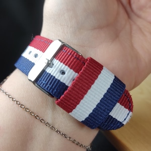 Nylon strap for Samsung Galaxy Watch 7/6/5/4/FE 44mm 40mm/Watch 6 Classic/Watch 5 Pro/Watch 4 Classic, France Flag 20mm