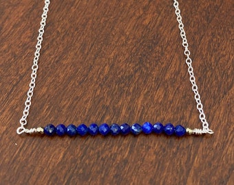 Lapis Beaded Bar Necklace