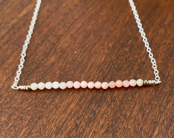 Pink Opal Beaded Bar Necklace