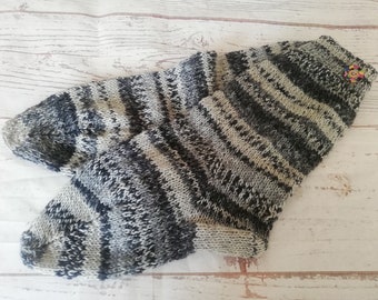 Black and White Socks, Grey Socks, Hand Knitted Socks, Alpaca Woollen Socks, Free UK Delivery, One Seam Socks, Made to Order