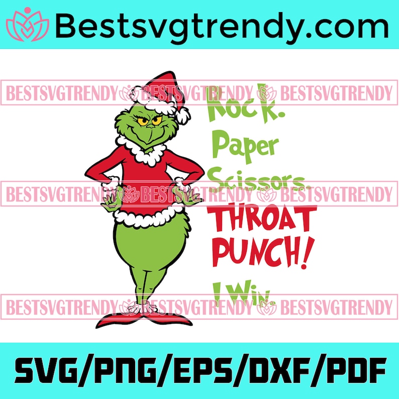Rock Paper Scissors Throat Punch I Win svg Grinch svg Cute | Etsy