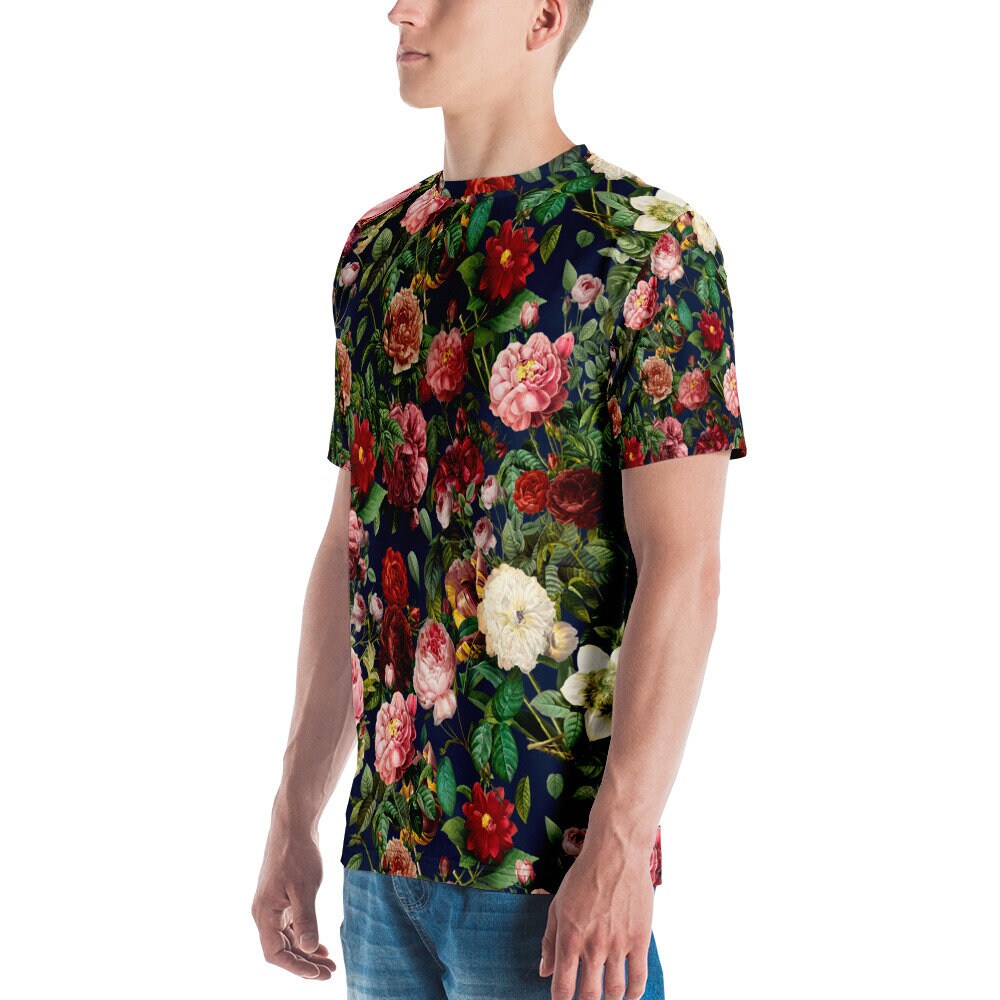 Men's floral Tshirt Guys floral shirt flower print Etsy