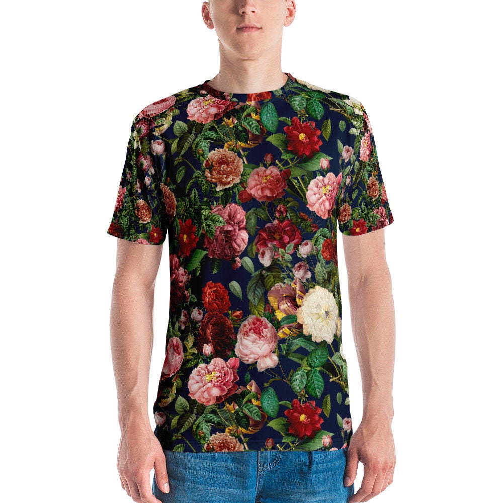 Men's floral Tshirt Guys floral shirt flower print Etsy