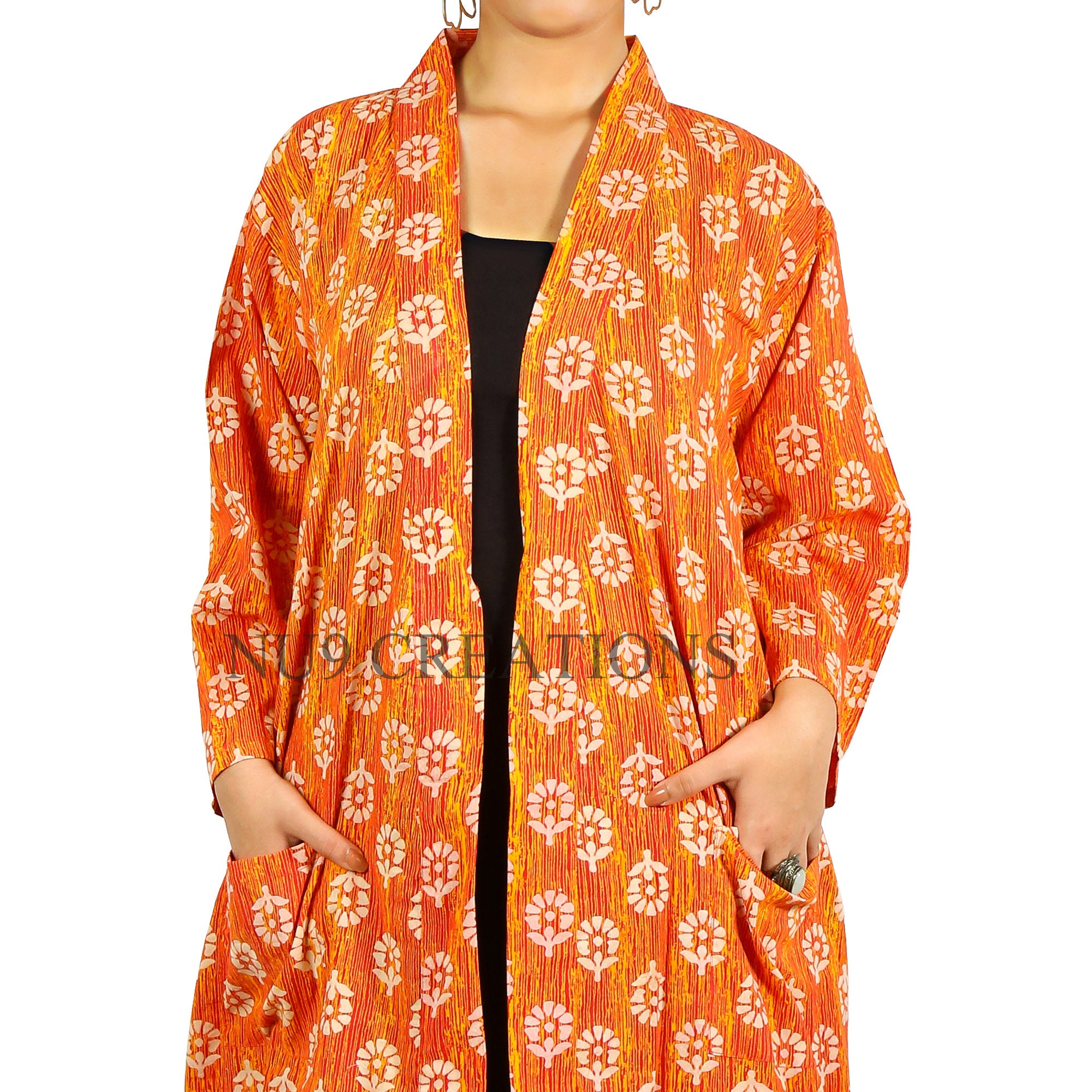 Orange Cotton Robes Kimono Robe for Women Bath Robe Indian Etsy