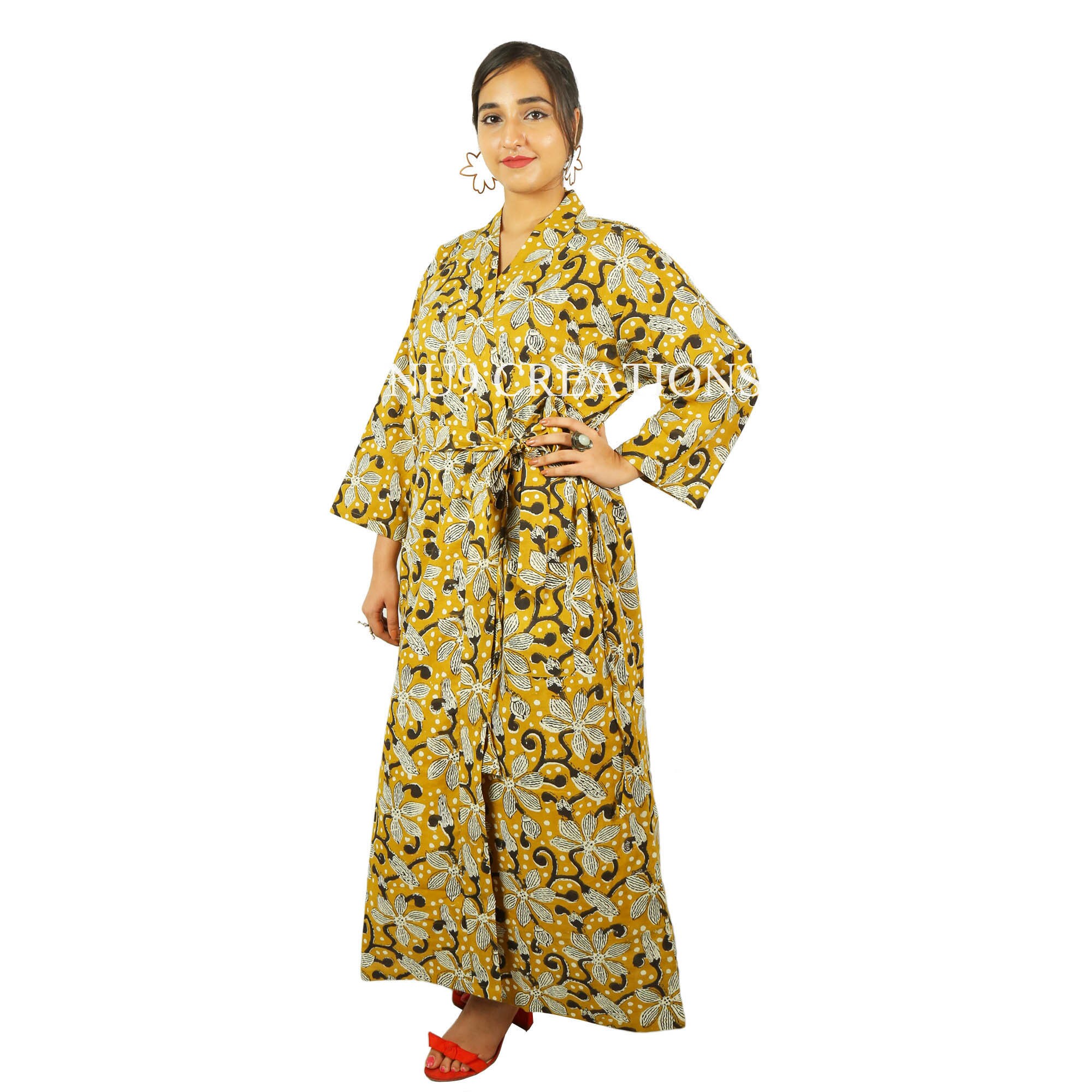 Robes Kimono Robe Cotton Robe for Women Bath Robe Indian Block Print ...