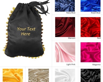 100 Satin Personalize Drawstring Jewelry Pouch With Logo, Custom Wedding Favour Bag, Personalize Jewelry Bag, Cosmetic bags