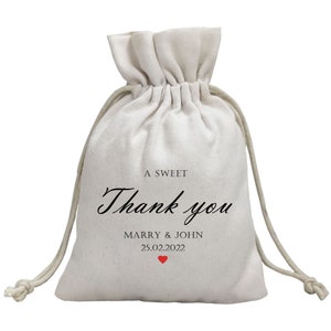 Cotton Favor Bag Sweet Thank you Pouch Hangover Kit, Custom  Pouch, Personalize  Bag, Cosmetic Drawstring bags.