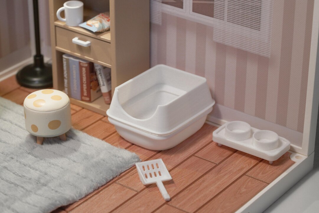 1/12 Scale Open Top Cat Litter Box Miniature | Dollhouse Furnitures ...