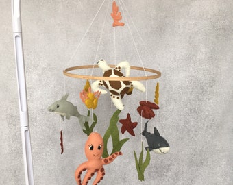 Sea mobile, nautical mobile. Ocean nursery baby mobile. Under the sea mobile. Hanging baby mobile boy. Baby mobile girl. Baby Shower Gift.