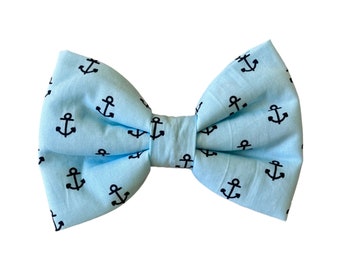 Chic Baby Blue & Navy Dog Collar Bow Tie | Nautical Theme Inspired Dog Collar Bow Tie | Handmade Dog Bow Tie | Dog Lover Gift