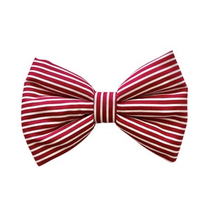 Classic Red and White Stripes Dog Collar Bow Tie Handmade Dog Collar Bow Tie Christmas Red Dog Bow Tie image 1