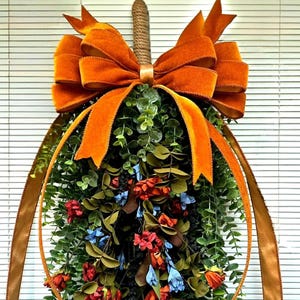 Fall Wreath Swag For Front Door Decor Outdoor Autumn Harvest Double Door Wreaths All Season Porch Decor Hanger Unique Rustic Home Gift