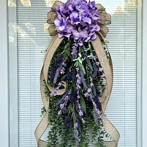 Spring Summer Wreath Swag Hydrangea Floral Teardrop For Front Door Outdoor Decor