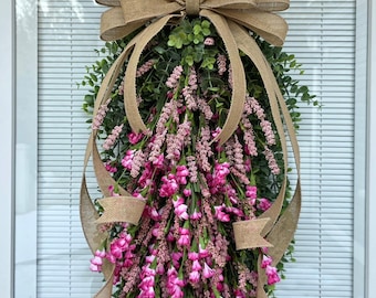 Spring Summer Wreath For Front Door Decor, Double Door Wreaths, Farmhouse Wreath, Door Swag, Front Porch Wreath, Double Door Decor, Outdoor