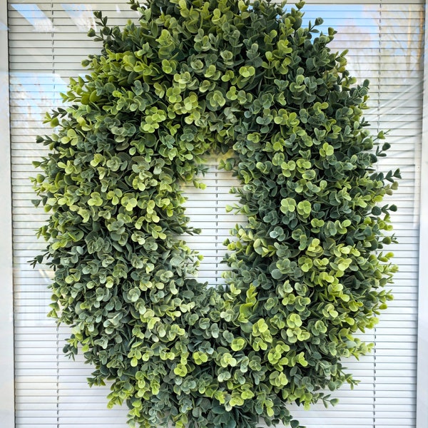 Year Round Oval Boxwood Wreath, Double Door Wreaths, Front Door Decor, Modern Rustic Farmhouse Home Decor, Unique Gift