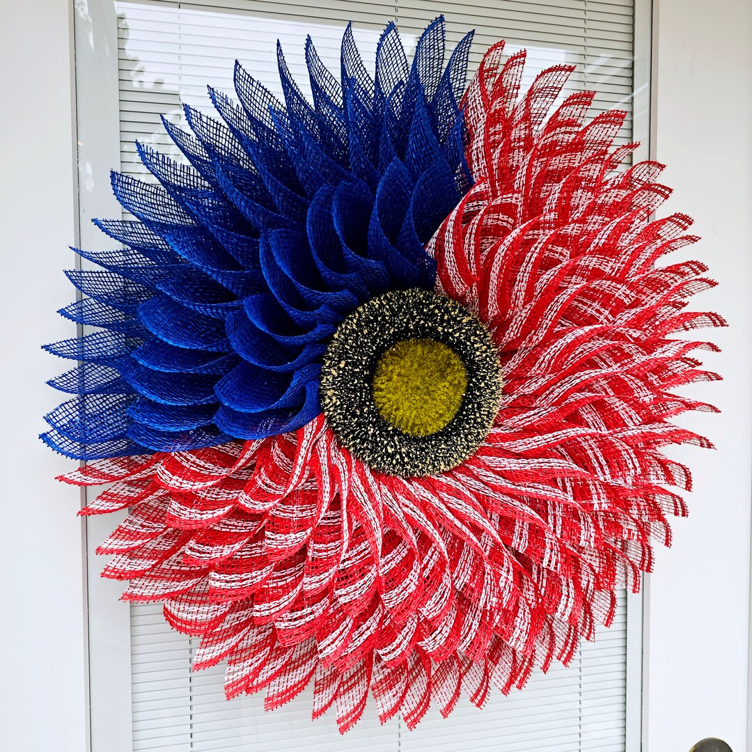 American Flag Burlap Wreath: Patriotic 4th of July Decor - Etsy