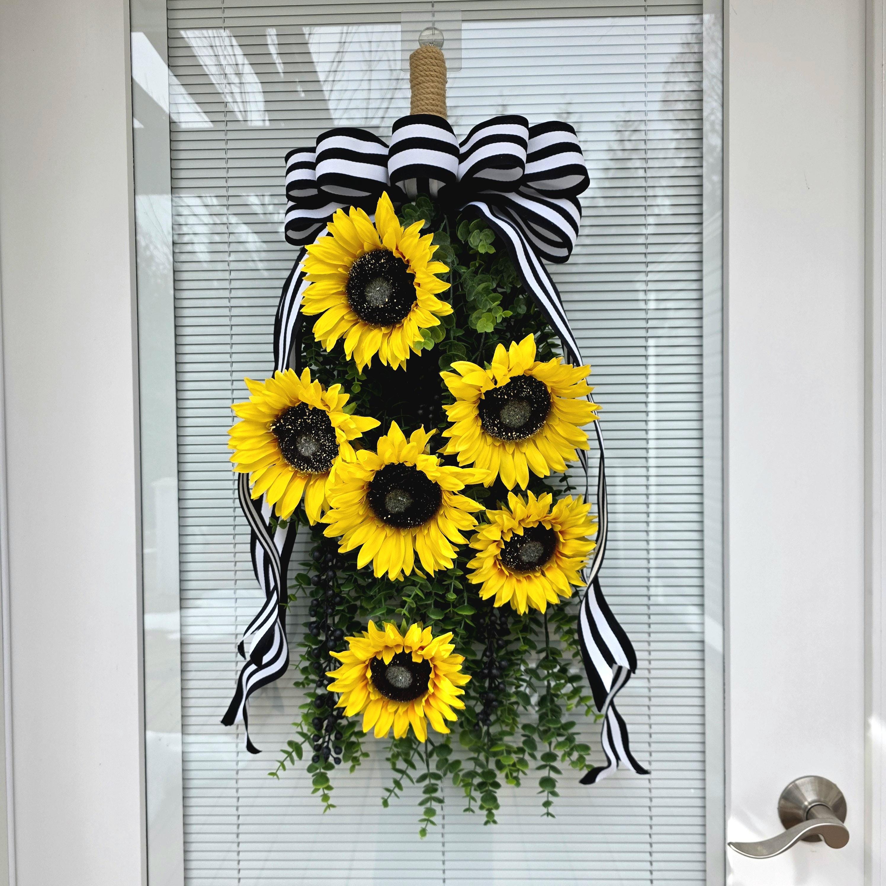 Sunflower Wreath Swag for Front Door Decor, Outdoor Spring Summer Fall ...