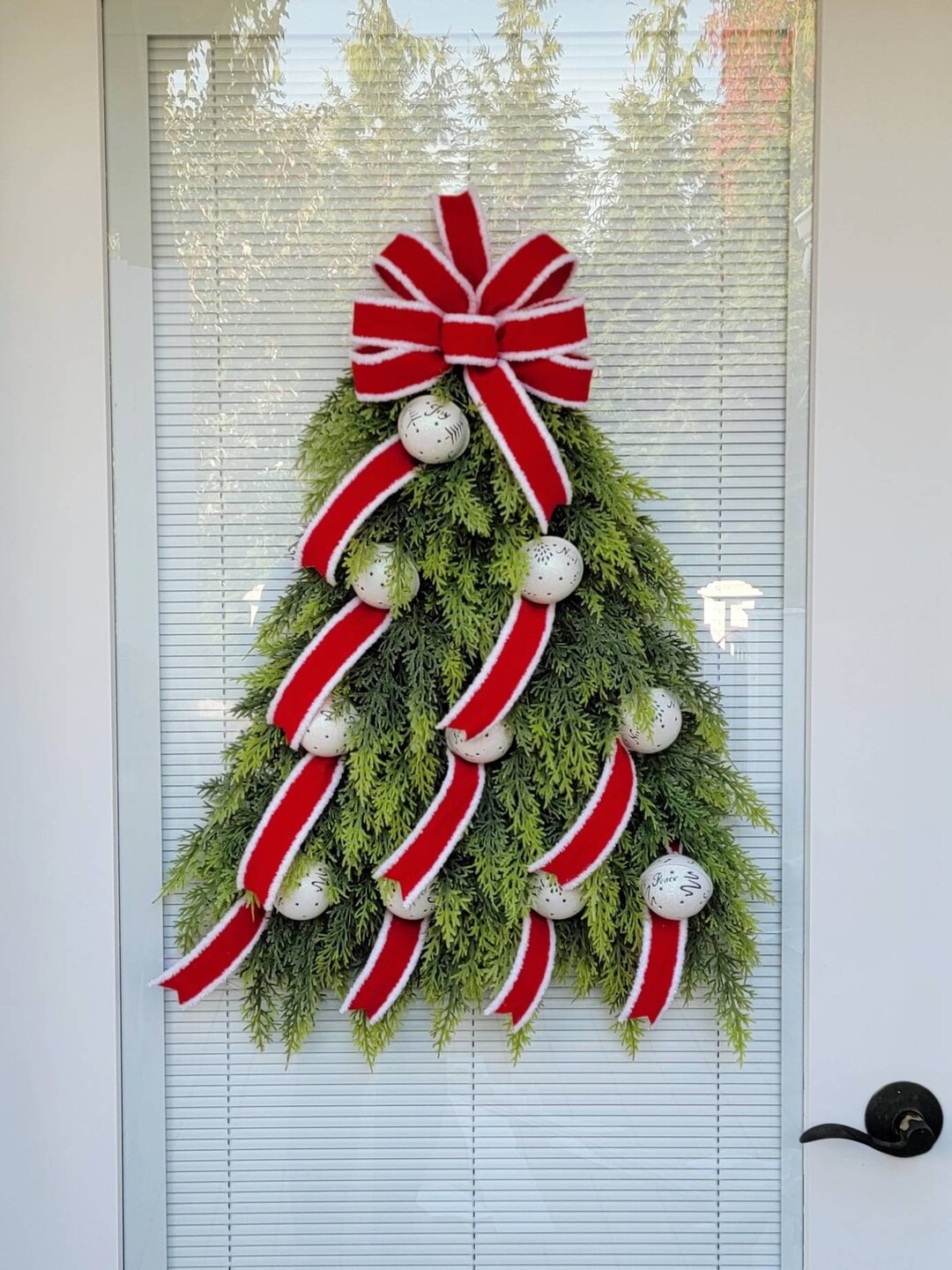Christmas Tree Front Door Wreath Teardrop Swag for Outdoor Etsy