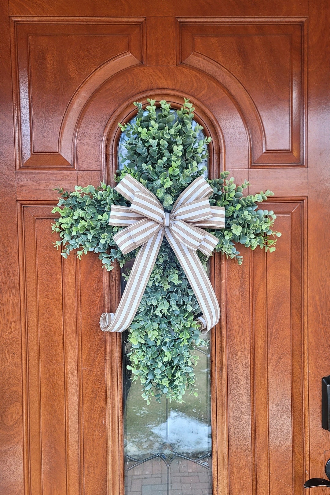 Eucalyptus Cross Wreath for Front Door Porch or Wall Hangings