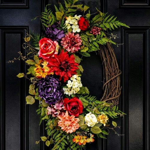 Spring Wreath, Summer Wreath, Double Door Wreaths, Front Door Wreaths, Farmhouse Decor, Housewarming Gift, Unique, Home Decor