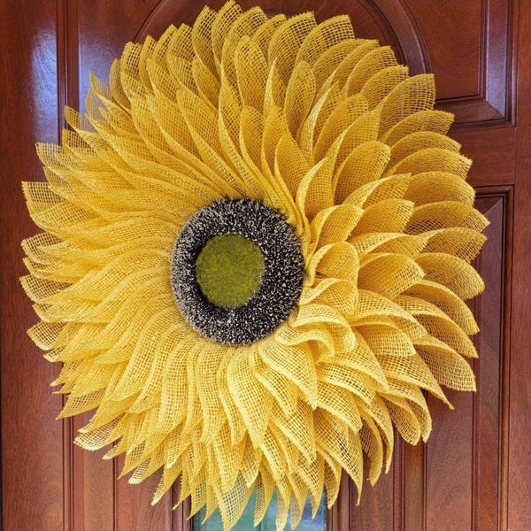 BEST SELLER Sunflower Wreath For Front Door, Double Door, Outdoor Spring Summer Fall Home Decor, Yellow Burlap Flower, Porch Decoration Gift
