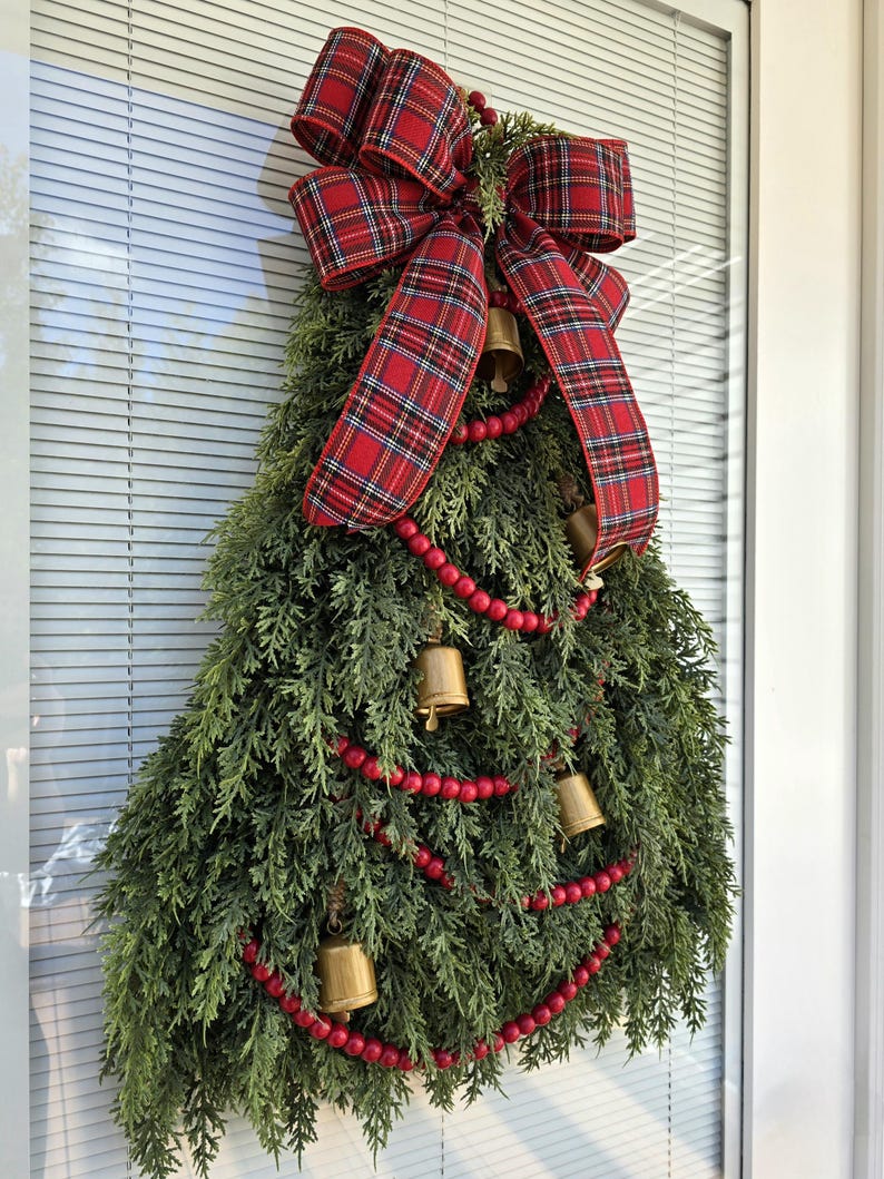 Christmas Tree Wreath for Front Door, Double Doors Wreaths, Xmas Tree ...
