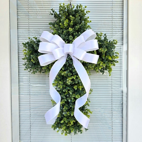 Cross Front Door Wreath, Double Door Wreaths, Christian Decor For Indoor Outdoor, Religious Lent Swag, Jesus Wall Hanger, Unique Home Gift