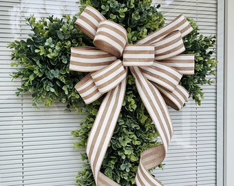 EASTER CROSS WREATH for Front Door, Double Door Wreaths, Memorial