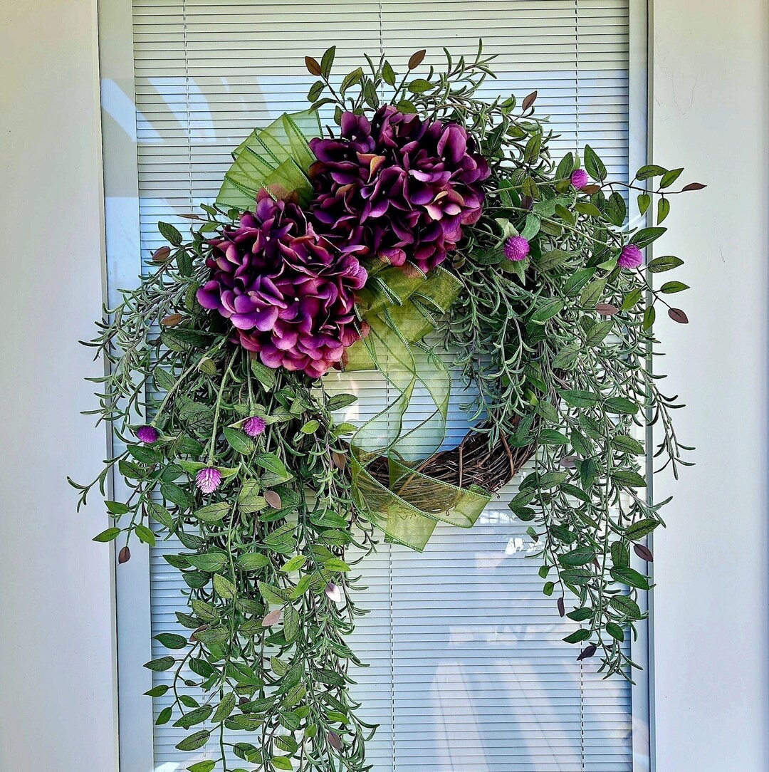 Spring Summer Fall Wreath for Front Door, Double Door Decor, Hydrangea ...